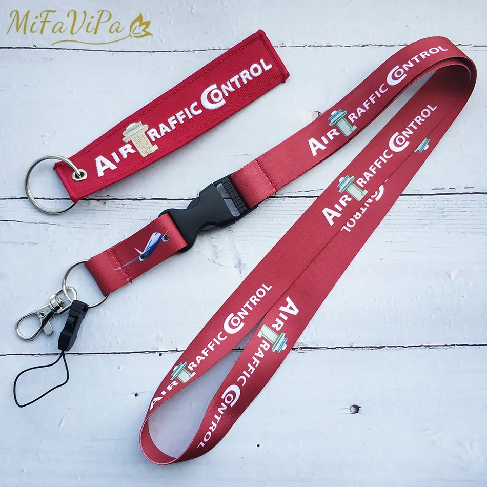 2 PCS ATC Keychain Fashion Trinket Phone Strap Embroidery Keychain Pilot Aviation Air Traffic Controller Lanyard Christmas Gift