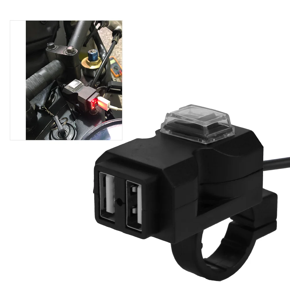 Para o telefone móvel 5v 3.1a adaptador de alimentação soquete moto motocicleta carregador à prova ddual água 12v dupla porta usb