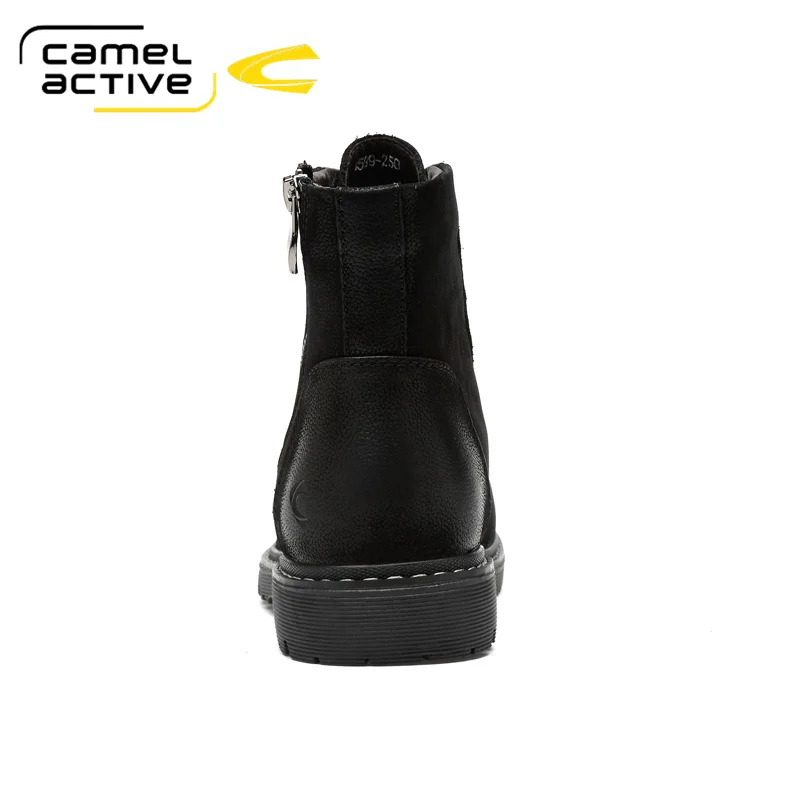 Camel Active Autumn Winter Fashion Snow Boots Cowhide High-top Shoes Men Boots Short Plush Warm Casual Boots Lace-up Men Shoes