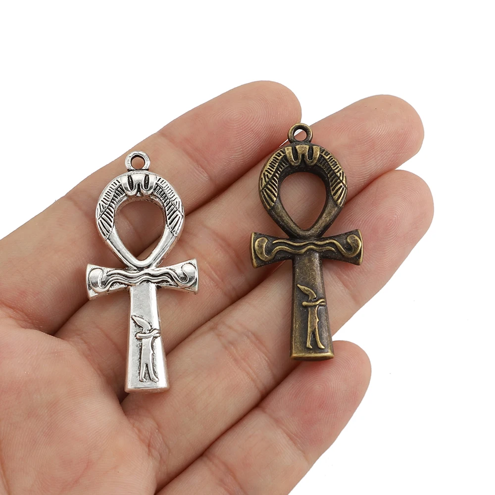 

10Pcs Antique Silver Egyptian Ankh Crucifix Charms Symbol Of Life Cross Pendant For DIY Necklace Earring Jewelry Making Findings