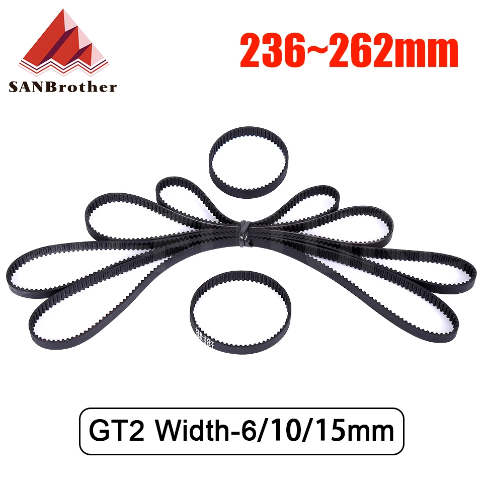 

3D Printer Parts GT2 Closed Loop Timing Belt Rubber 2GT 6mm236 238 240 242 244 246 248 250 252 254 256 258 260 262mm Synchronous