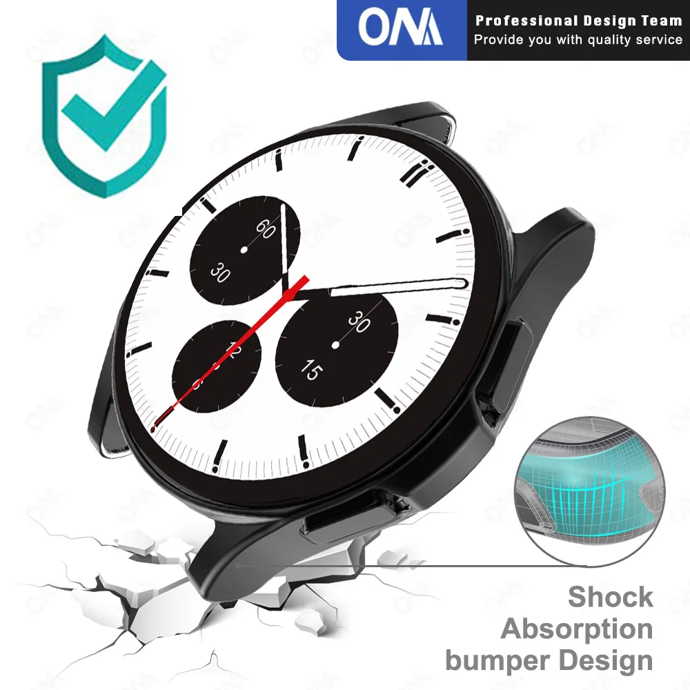 Case + Tempered Glass For Samsung Galaxy Watch 4 Classic 42/46mm Anti-scratch Screen Protector & Bumper Protective Case Cover