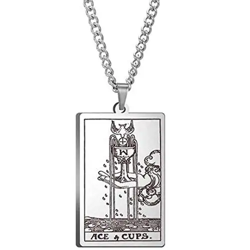 Stainless Steel Tarot Cards Pendant Necklace The Star/Moon/Sun/Fool Death Etc Tarot Divination Necklace Jewelry