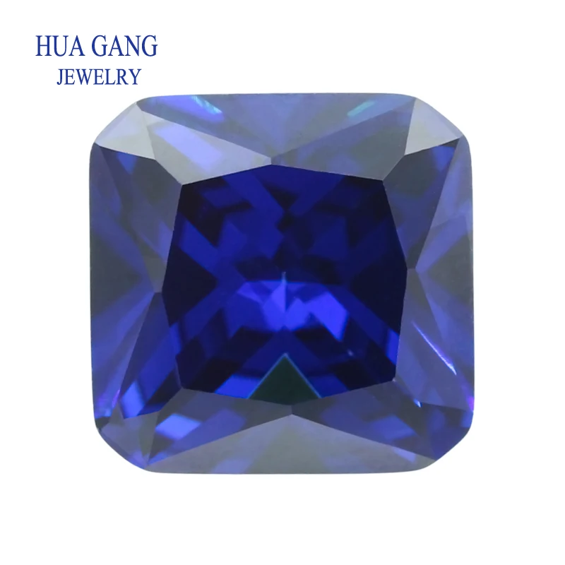 Dark Blue Size 3x3~12x12mm 5A Cubic Zirconia Square Octangle Shape Princess Cut CZ Stone Synthetic Gems Beads