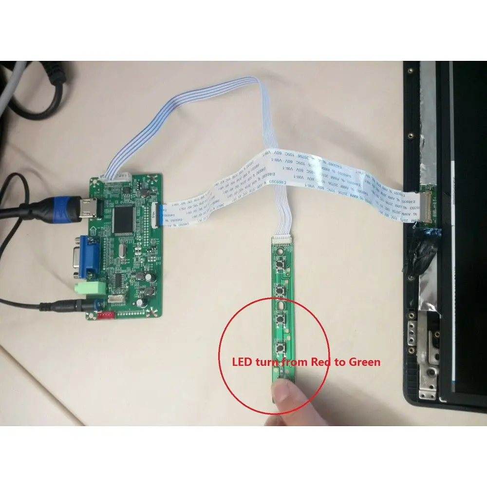 Tela lcd para controlador vga, 1366x768 polegadas, para tela hdmi edp