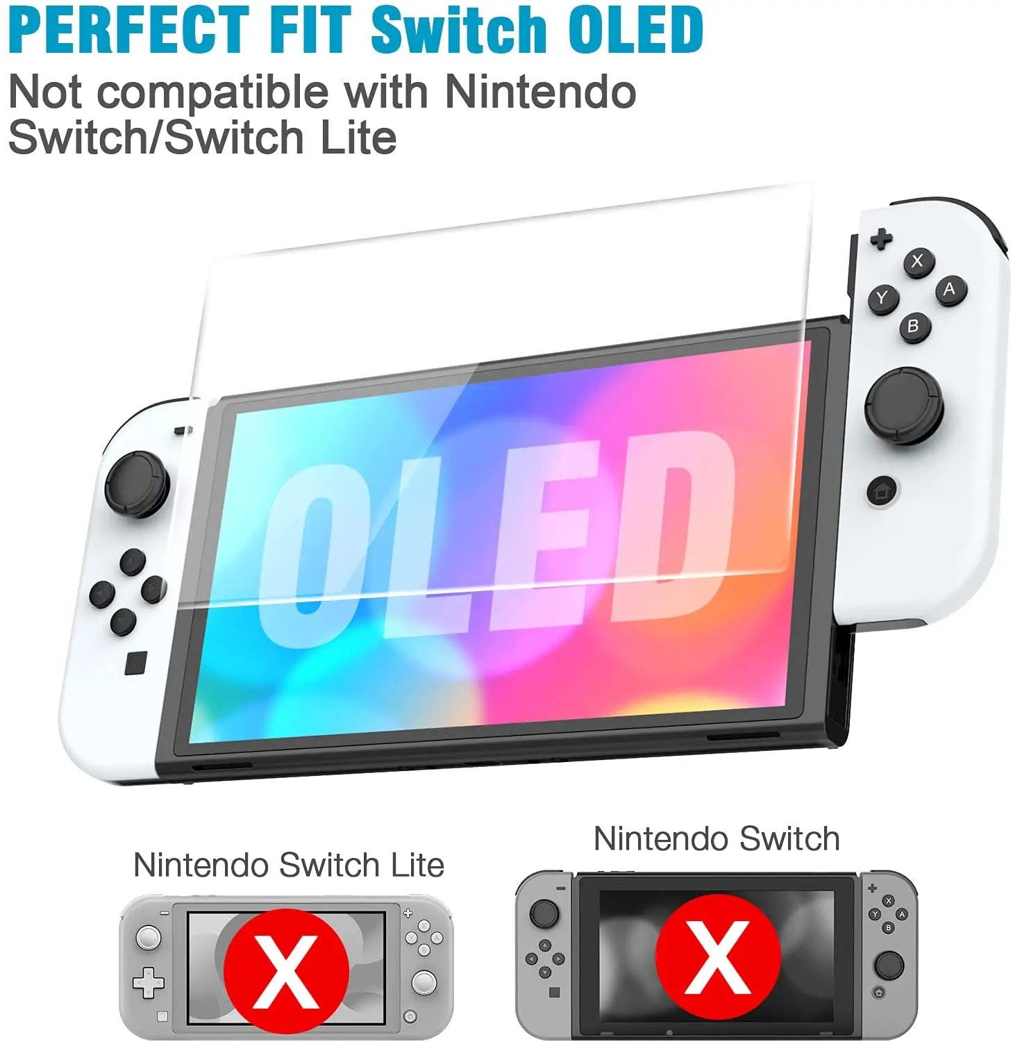 Protetor de tela heystop para nintendo switch oled modelo 3 pacote película de proteção clara, anti-risco, filme de vidro bolha-livre 0.25mm