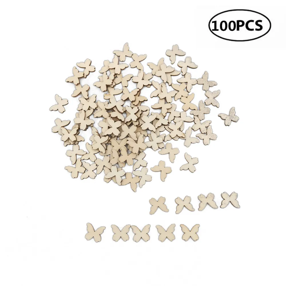 100pcs 10mm Wooden Butterflies Craft Embellishments MDF Wooden Cutout Scrapbooking for DIY Art Wedding Decoration