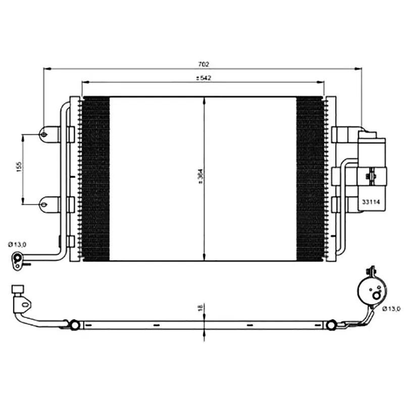 Condenseur AC pour Volkswagen, Jetta, Golf, Beetle, Audi TT, 2.0, 2.8, 1.9, 1.8, 1J0820413B, 1J0820413L, 1J0820413E, 1J0820413N, 1J0820413A