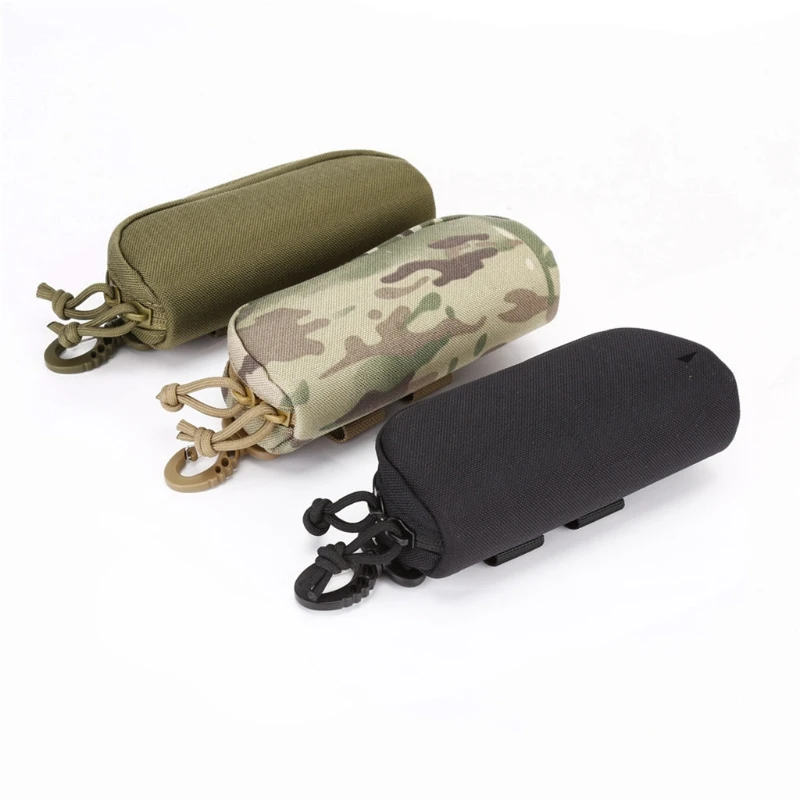 Estuche de gafas de sol de caza al aire libre, estuche militar Molle, caja de almacenamiento de gafas, bolsa dura de nailon 1000D