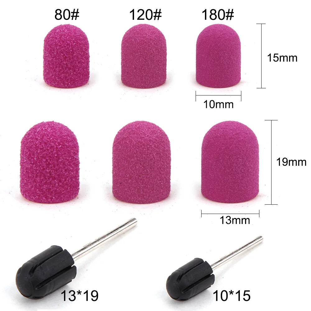 Brocas de cerâmica para unhas, acessórios e ferramenta de lixar as unhas com gel uv de borracha, removedor de esmalte acrílico para unhas com 10*15/13*19, 10 peças