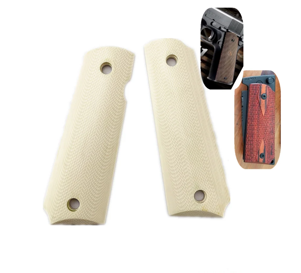 1 Pair Imitate Ivory Resin Handle No-slip Patches DIY Materials Scales Blanks slabs For 1911 Grips Models