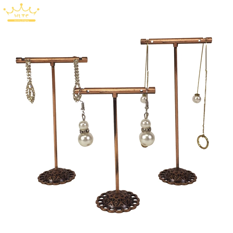 T Bar  Earring Stand Showcase Holder Stand 3Pcs/Set Earring Jewelry Display Rack Metal Earring Stud Necklace Organizer Ornament