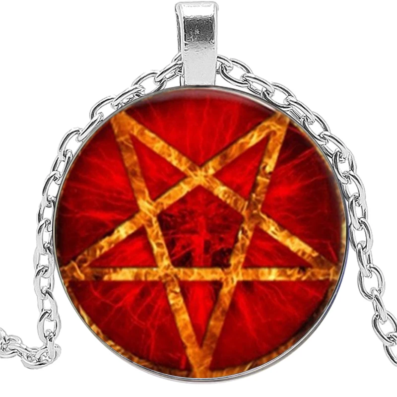 Satan Pendant Necklace 2021 New Logo Fashion Chain For Leviathan Baphomet Necklace Gothic Men'S Ladies Glass Pendant Men'S Jewel