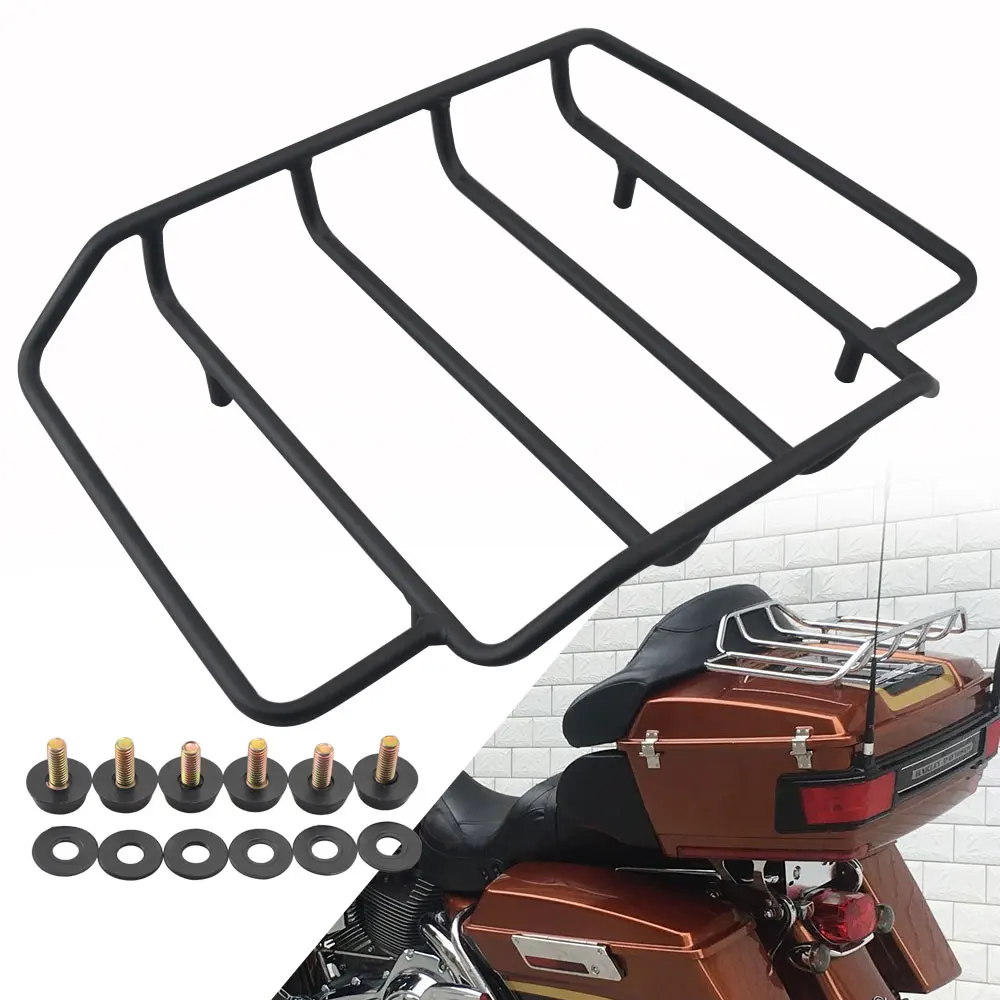 

Motorcycle Accessories Black Steel Tour Pack Pack Luggage Top Rack For Harley Touring Road King Chopped