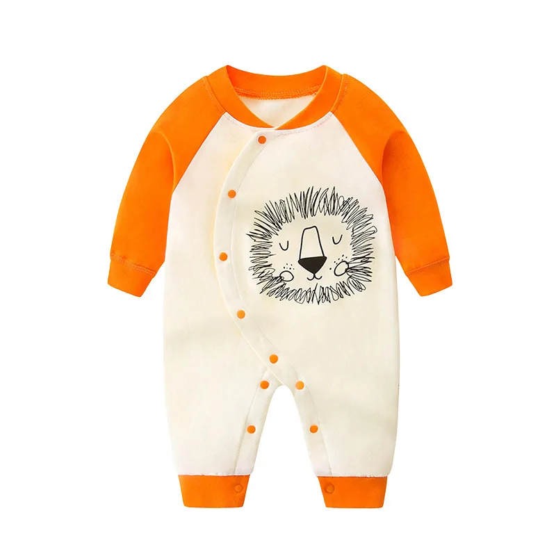 Autumn Baby One-piece Little Lion Contrast Color Baby Long-sleeved Baby Romper Cotton Romper Crawling Suit 0-1 years old