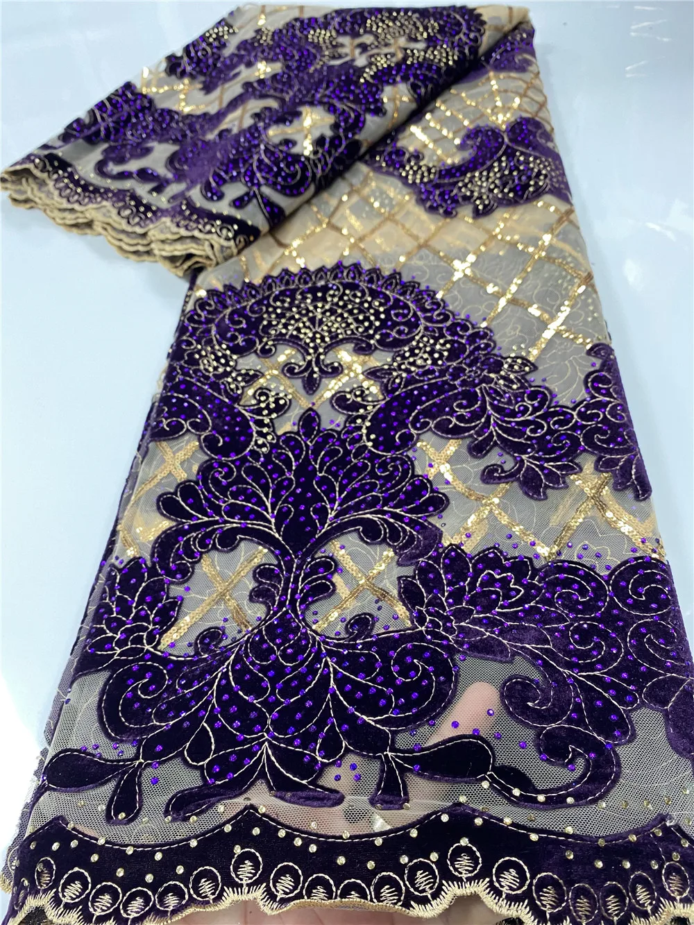 Nigerian Velvet Lace Fabrics African Lace Fabric 2024 High Quality Lace Material With Stones French Lace Fabric Sewing