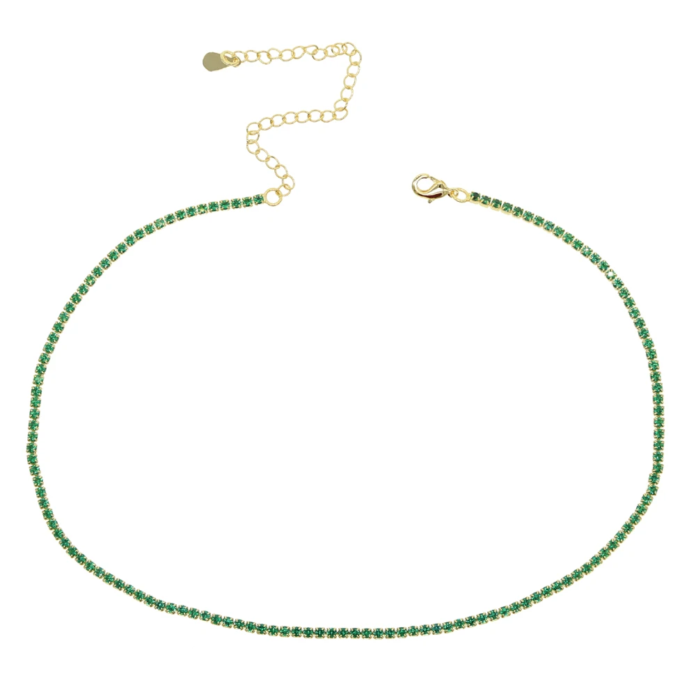 Clear Cz Tennis Chain Choker Ketting Dunne Ketting Goud Kleur Hoge Kwaliteit Vrouwen Lady Fashion Trendy Chockers