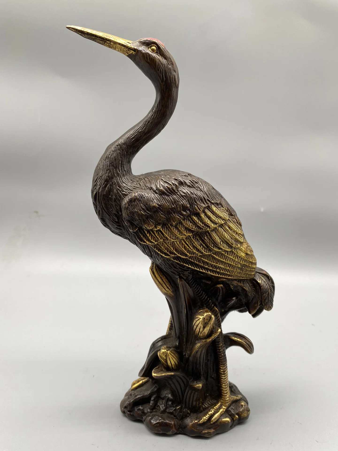 

MOEHOMES China's Gilding Crane tara brass copper fengshui longevity bird statue Metal crafts home furnishings decorations