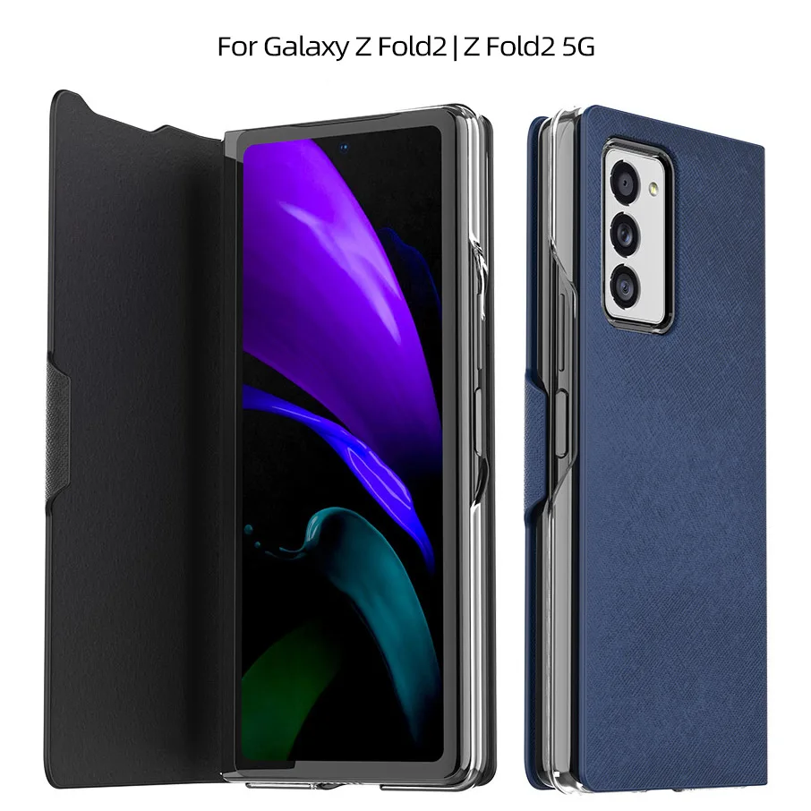 

Zfold2 Cross pattern cowhide Flip leather case for Samsung Galaxy Z Fold 2 Fold2 cover case Business SM-F9160