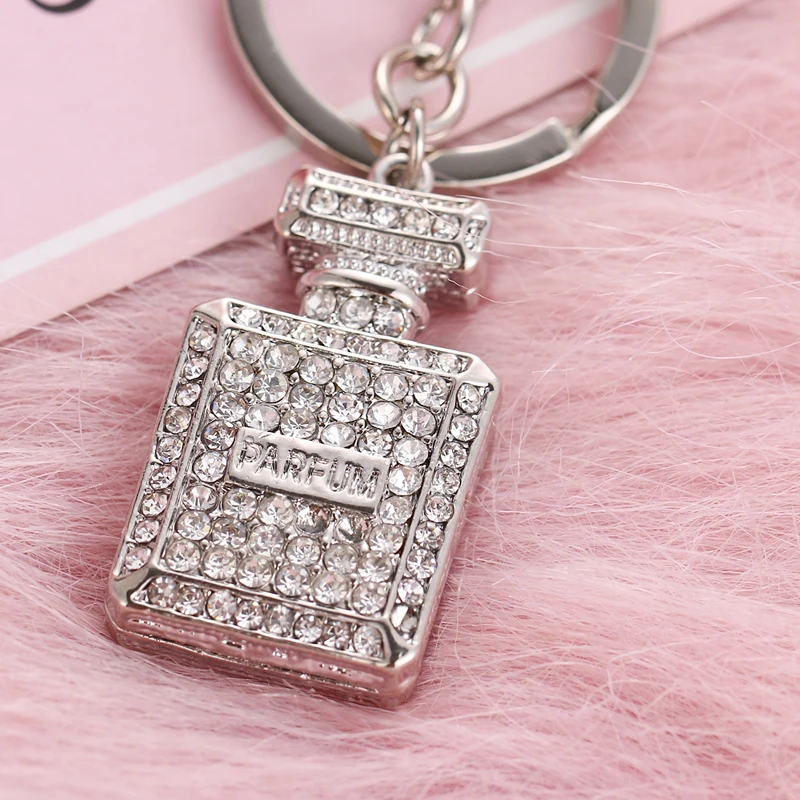 2021 spring fashion new metal rhinestone crystal gem perfume bag wallet keychain birthday party gift