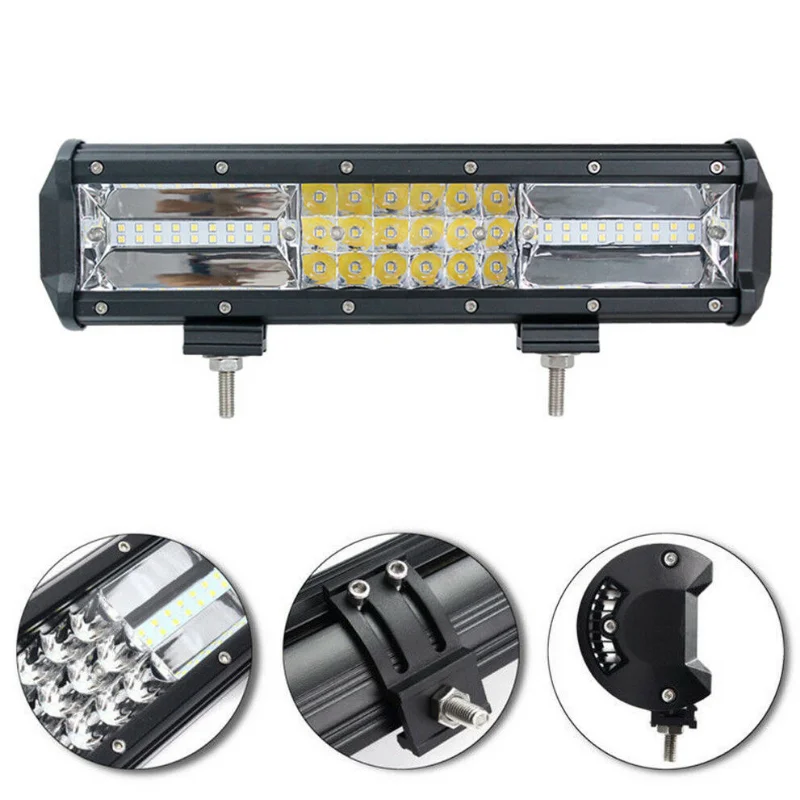 

162W 7D Tri-Row 12 Inch LED Work Light Bar Combo Flood Spot Truck SUV 4WD OFFROAD Aluminum Exterior Parts Car Tuning Accessories