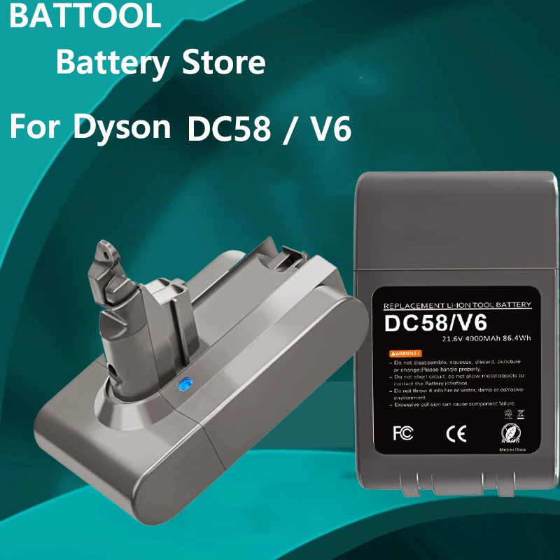 BATTOOL V6 4,0 21,6 V batterie für Dyson V6 DC62 DC58 DC59 SV09 SV07 SV03 Staubsauger Ersatz batterie Li-Ion батарейки