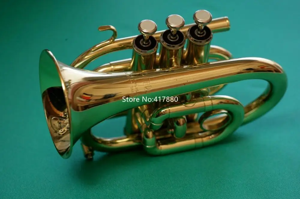 Hot Selling Jupiter JPT-416 Bb Pocket Trumpet Gold Brass Musical Instrument With Case Free Shipping