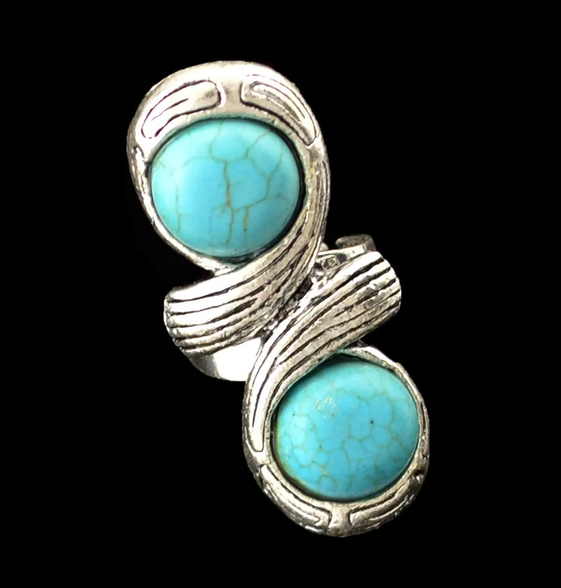 

2021 Women's Jewelry Wholesale Fashion Alloy Ring Turquoise Inlaid Ring Bohemia Ring Women Jewelry Luxury Gold Rings for Women