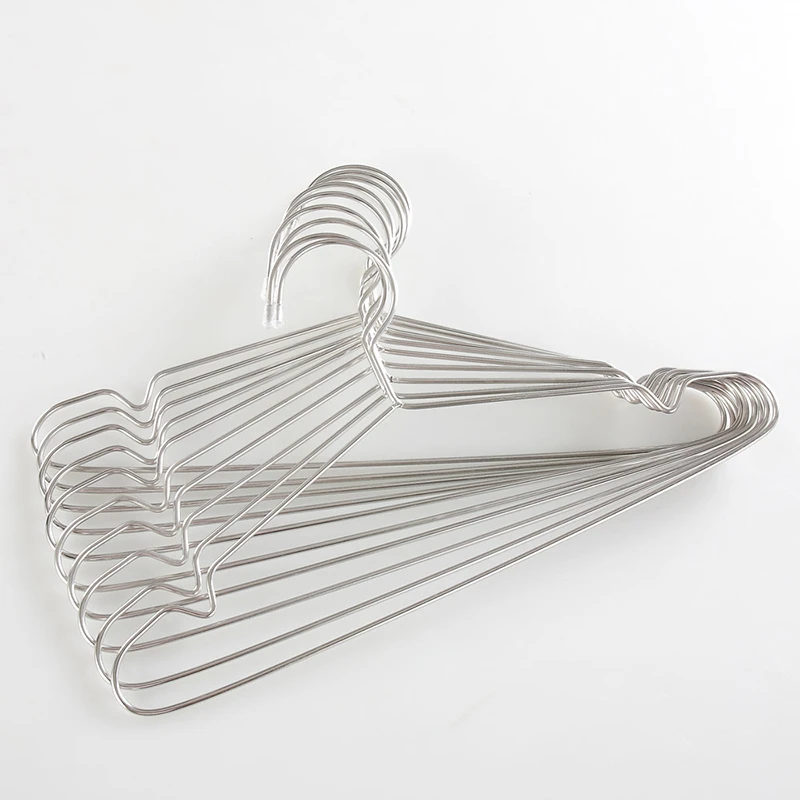 

10Pcs/set Clothes Hangers Stainless Steel Clothing Drying Rack Anti-slip Dress Towel Coat Hangers Metal Wire Wardrobe Organizer