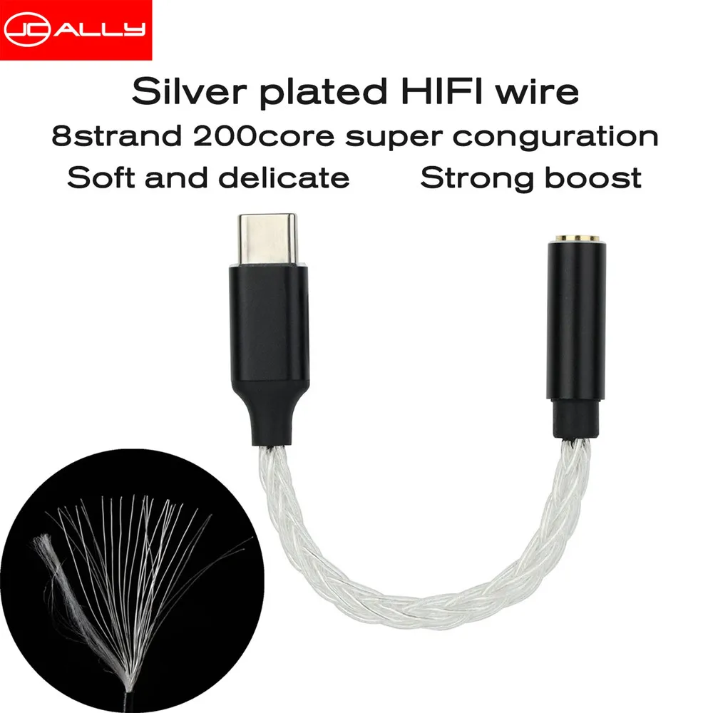 JCALLY JM04PRO Realtek ALC5686 DAC อะแดปเตอร์เสียงดิจิตอลถอดรหัสสาย TYPEC ถึง 3.5 สําหรับโทรศัพท์ Android