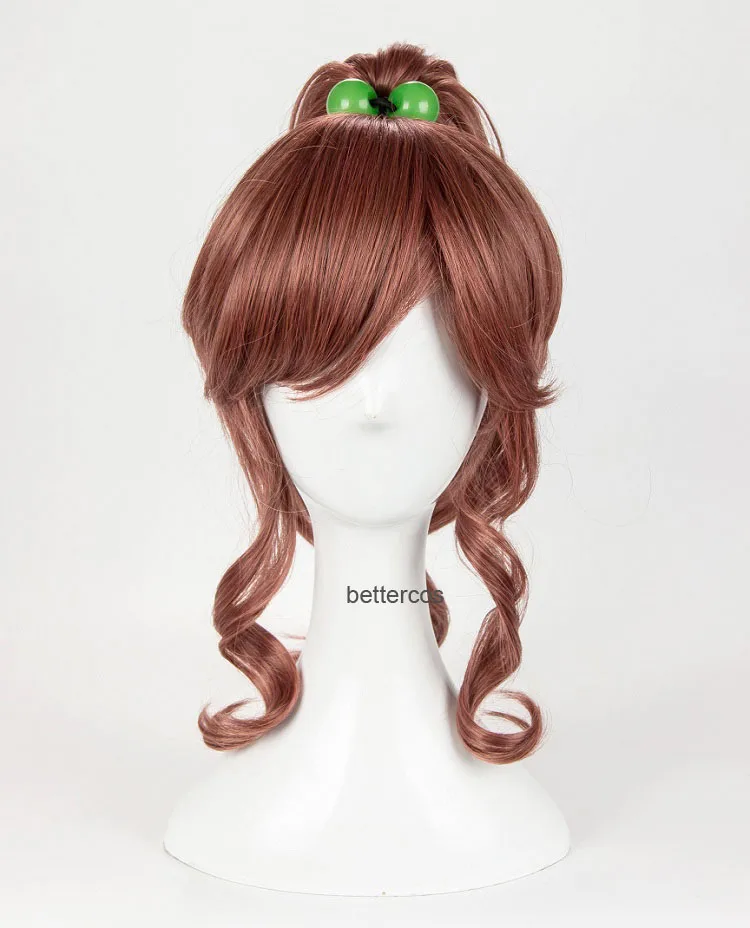 Sailor Jupiter Kino Makoto Cosplay Wigs Short Brown Ponytail Heat Resistant Synthetic Hair Wig + Wig Cap + Hair Rope