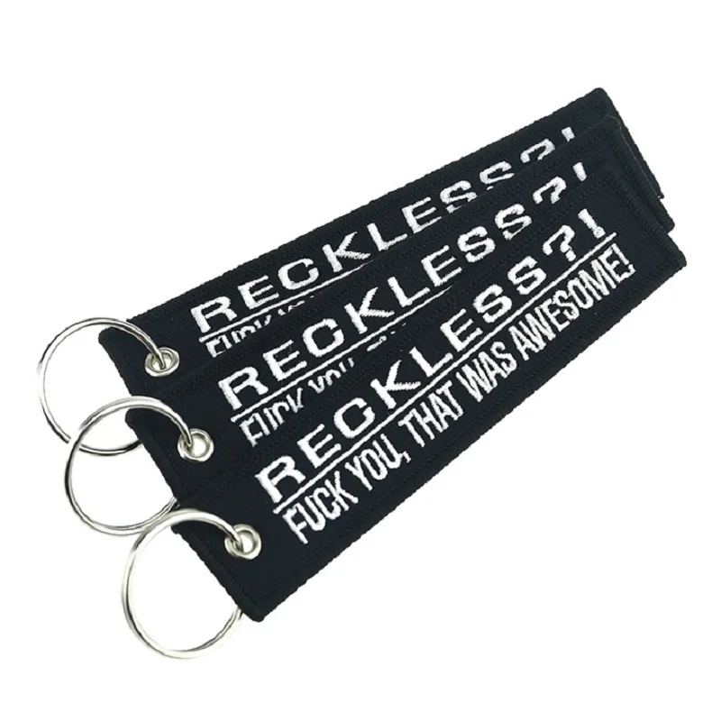 3PC Emboridery keychains for motorcycles and cars Gifts Reckless key chains keyring key fobs Awesome  key holder Sleutelhanger