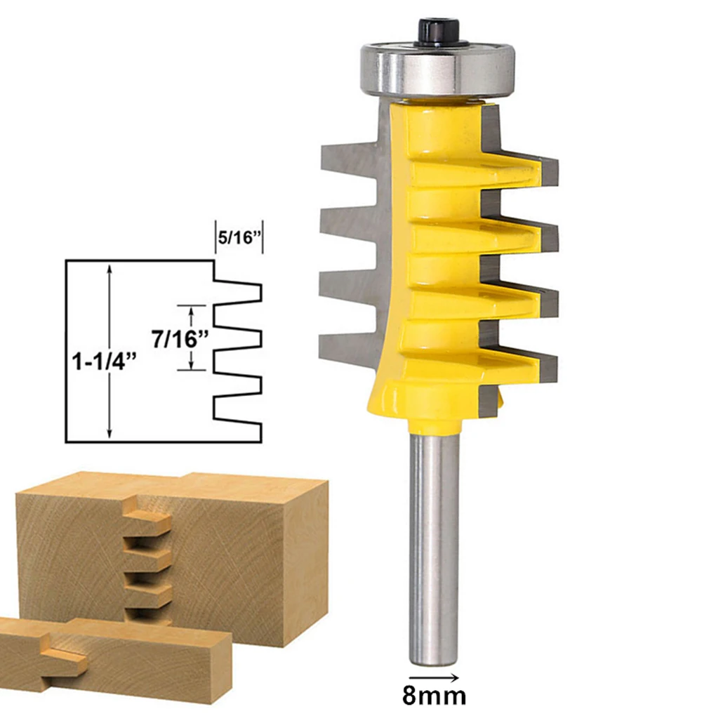 

8mm Shank Rail Reversible Finger Joint Glue Router Bits Cone Tenon Woodwork Milling Cutter Power Tools Wood Router Cutters