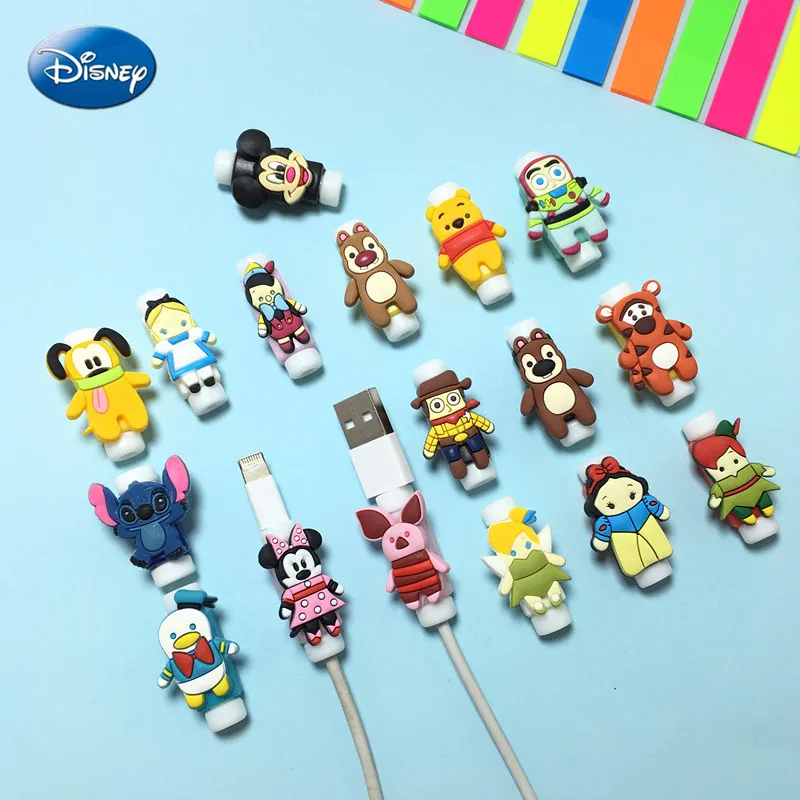 1 sztuk Disney kabel USB Protector linia danych przewód Protector futerał ochronny kabel Winder pokrywa dla iPhone Android kabel ładowania