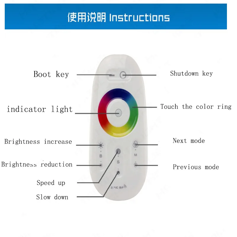 2.4G Cảm Ứng Điều Khiển Từ Xa Không Dây RGB Điều Khiển Nhiều Màu Sắc 5050 Ánh Sáng Với Module Led Đèn Mờ Thanh Ánh Sáng Công Tắc