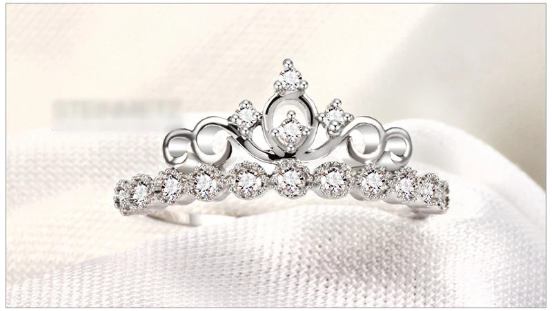YANHUI Original Tibetan Silver Ring Enchanted Crown Open Rings Fashion Clear Shine CZ Tiara Rings Adjustable Size R029