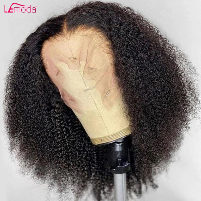 Lemoda Mongolian Kinky Curly Wig 13x4 HD Lace Frontal Human Hair Wig 150 180 Density Deep Transparent Lace Front Wig For Women