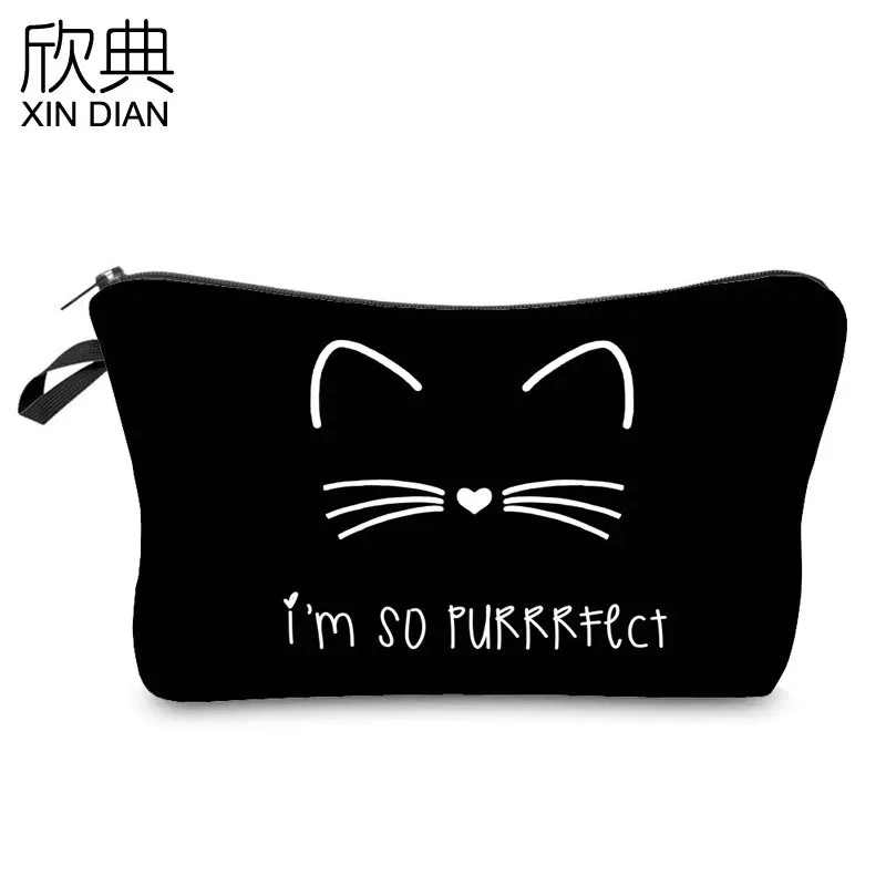 2021 Solid Women Lovely Cartoon Kitty Printing Make-up Cosmetic Bag Portable Travel Washing And Sorting Storage Organizer Bag