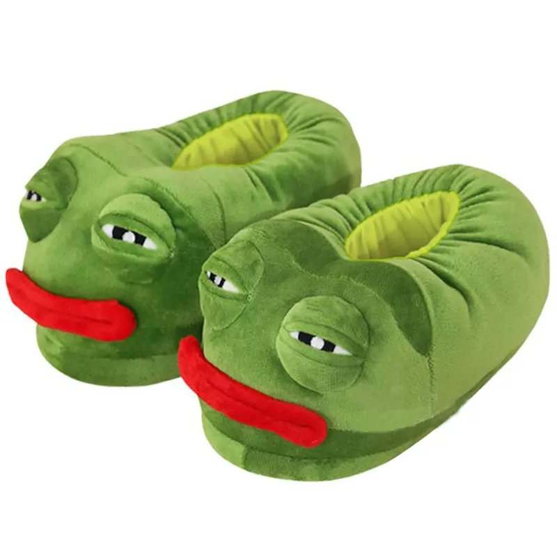 Sad Frog Plush Toy Cartoon Animal Stuffed Doll Funny Style Warm Slipper Room Soft Shoes Boy Girl Friend Christmas Birthday Gift