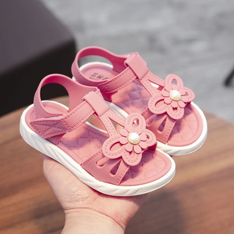 Sandalias Baotou antideslizantes de fondo suave para niñas, zapatos de playa para niños de 2 a 6 años, sandalias de verano antideslizantes, novedad de 2021