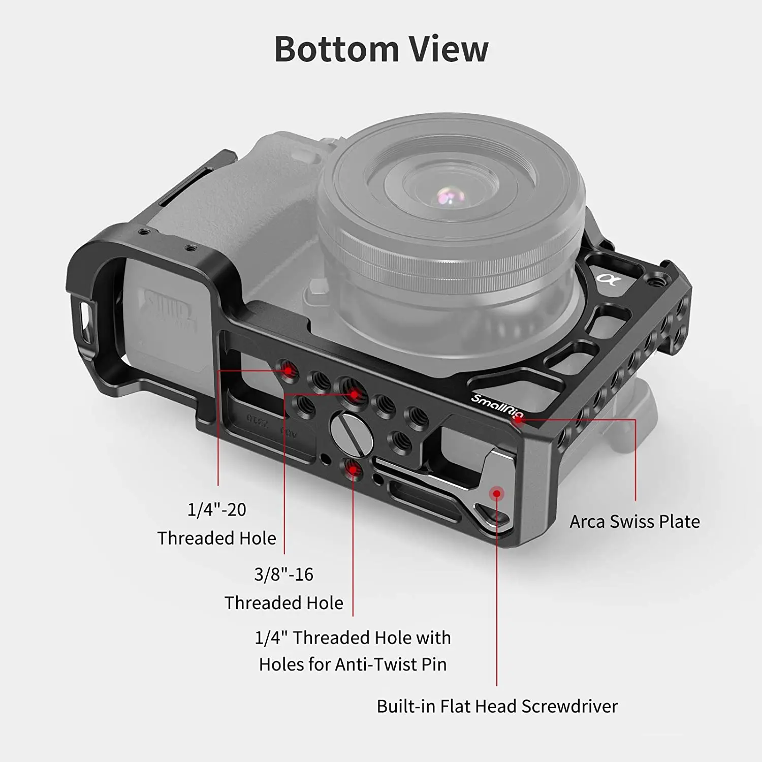 Клетка SmallRig A6400 для камеры Sony Alpha A6300 / A6400 / A6500/A6100, с резьбовыми отверстиями 1/4