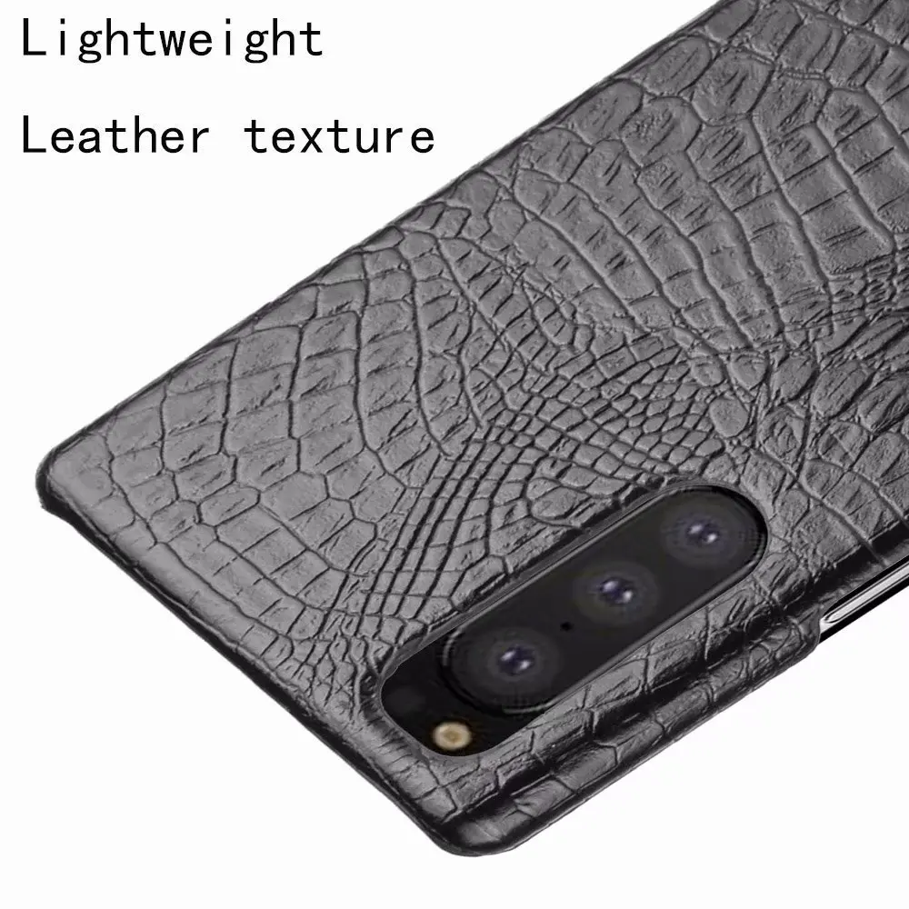 For Sony Xperia 5 Case Luxury Crocodiel Texture PU Leather Back Hard Plastic  Case Cover For Sony Xperia 5 J8210 J8270 J9210