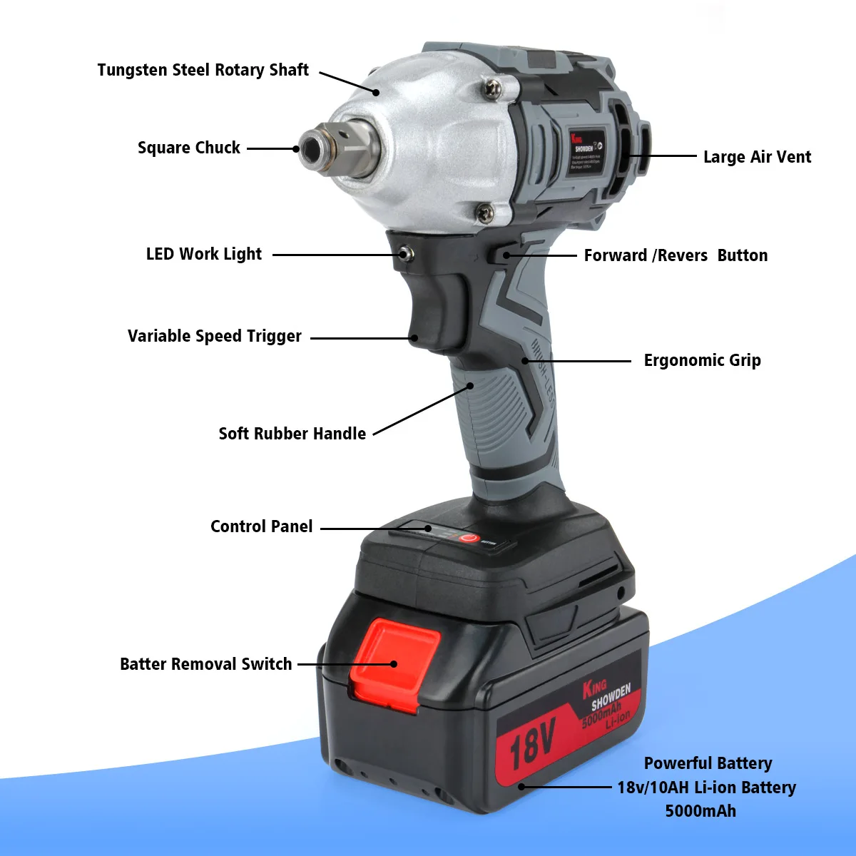 500N.M Brushless Cordless Impact Wrench 2800RPM Electric Wrench Screwdriver Dual Function Power Tools For Makita 18V Battery