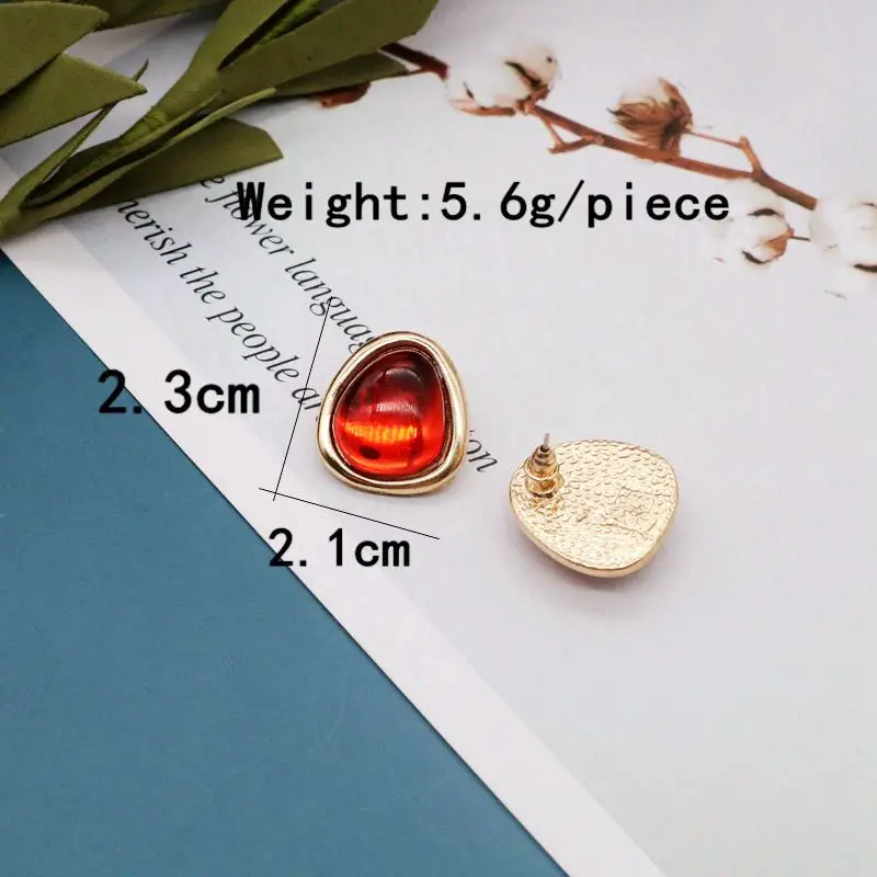 Red Earrings Sweet Geometric-Resin Alloy Fashion-New Accessories For Women Girls