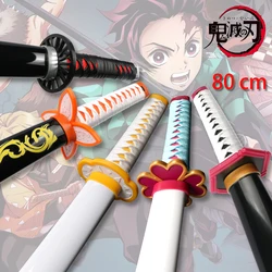 Épée de dessin animé Demon Slayer de 80CM, accessoire d'arme de Cosplay Zenitsu Katanas Tanjiro Kimetsu no yaiba Kyoujurou