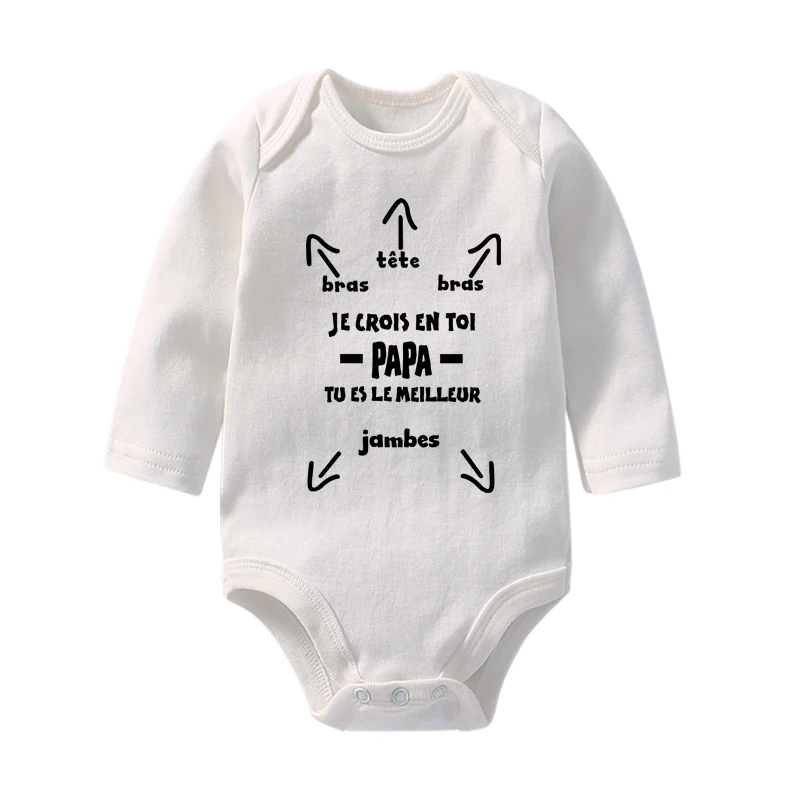 Papa Tu Es Le Meilleur Baby Bodysuit Funny Cotton Long Sleeve Infant Rompers Body Baby Boys Girls Clothes Father\'s Day Gifts