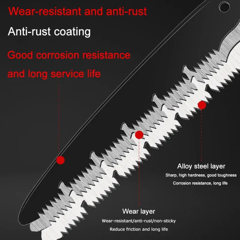 530mm Folding Hand Saw SK5 Steel Blade Soft Rubber Handle Collapsible Sharp for Woodwork / Household Cutting Tools