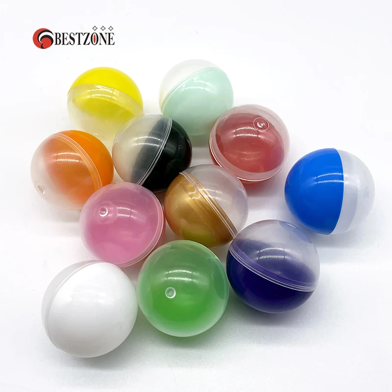 20Pcs 45MM 4.5CM Toy Capsules Surprise Ball Soft Round Empty Half Colorful Half Transparent Kid For Holiday Gift Vending Machine