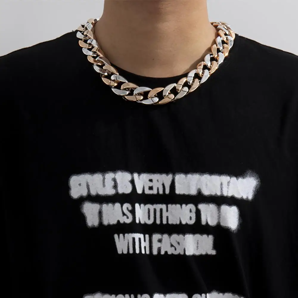 Lacteo-Cadena de CCB exagerada para mujer, Gargantilla de colores mezclados, joyería para mujer, cadena de clavícula de Hip Hop, collar inusuales