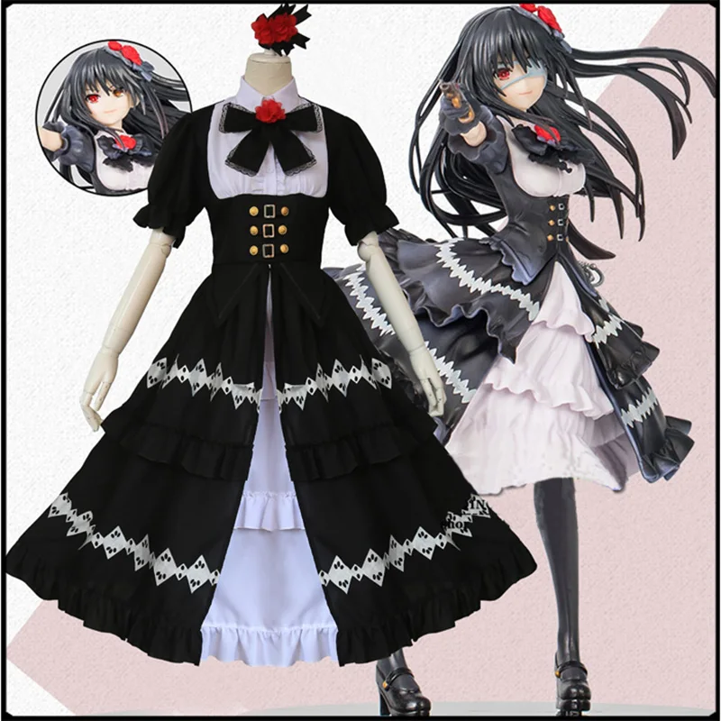 

Amine Date A Live Tokisaki Kurami Cosplay Costume Cute Lolita Maid Dress Costumes Party Stage Costumes